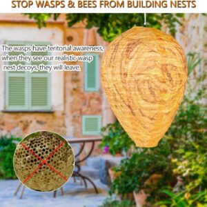 6 Pcs Fake Wasp Nest Decoy Fake Hornets Wasp Nest Deterrent Hanging Wasp for Outdoor Home Garden