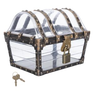 wionin pirate chest with lock plastic treasure chest transparent pirate jewelry chest large pirate candy boxes gemstone jewelry container for party favors