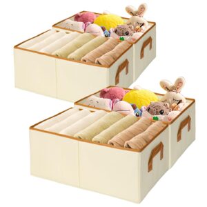 simcat large fabric storage bins, collapsible storage bins for shelves foldable closet organizer storage cubes with handles, 4 pack storage basket for cloth organizer nursery decor (17.3"×9.8"×7.8")