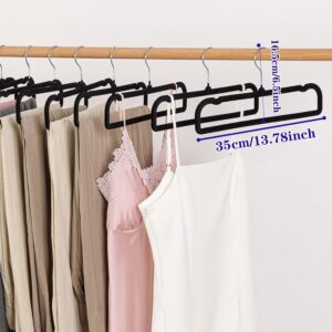 Velvet Hangers Non Slip - 20 Pack Pants Hangers for Closet - Thin Space Saving Clothes Hanger - Strong, Durable, Jean Hangers with 360 Degree Rotatable Hook, Tank Top Hangers (Black Silver Hook)