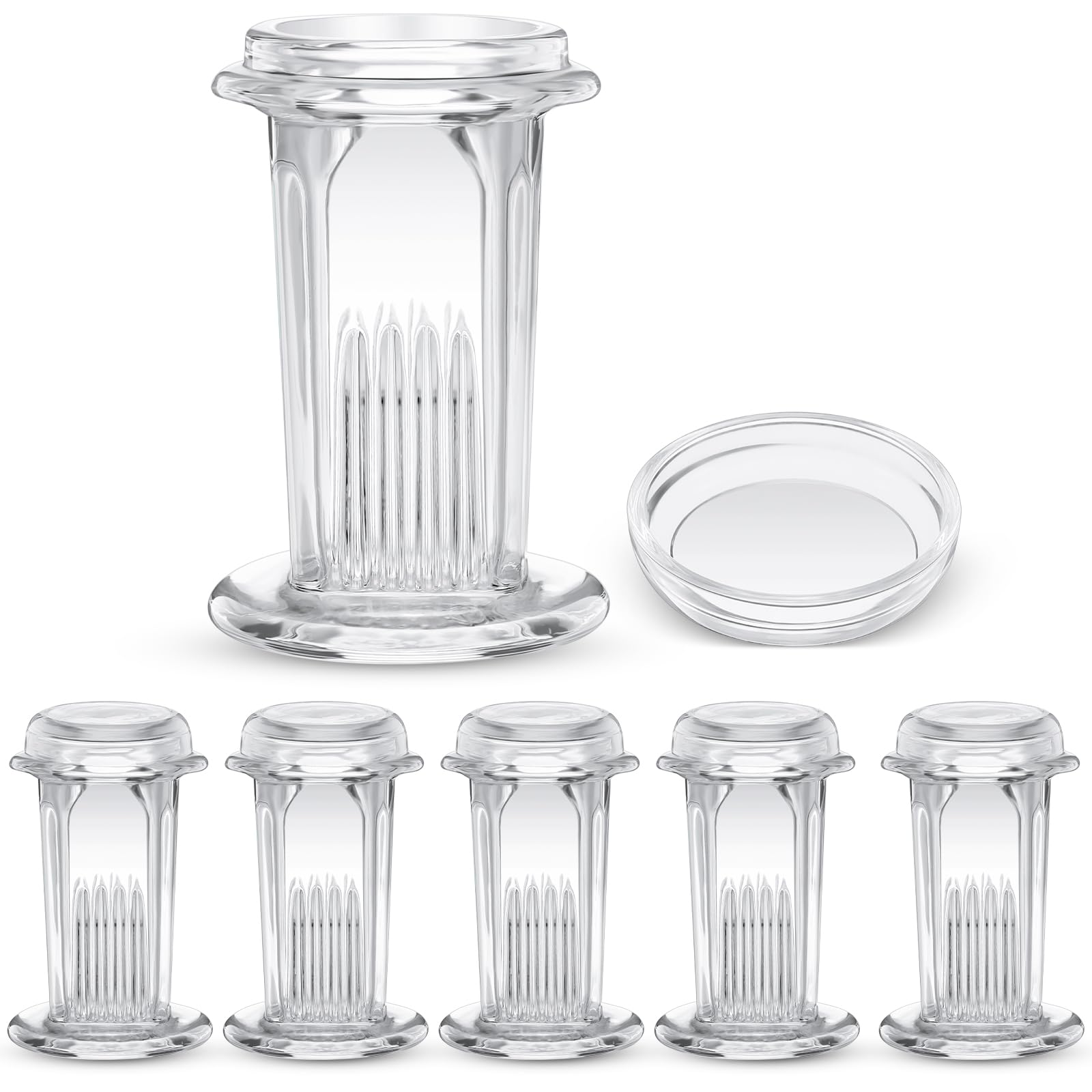 Sieral 6 Pieces Staining Jar 5 Slides Capacity Staining Tank 60 ml Glass Jar with Lid for Lab Microscope Supplies