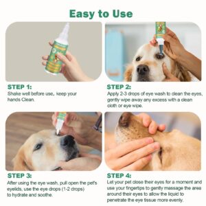 CuteBone Gentle Dog Eye Wash 3.38 fl.oz & Eye Drops 0.34 fl.oz Kit - Effectively Relieve Dry Eye Itching & Redness - Cleanses Dirt & Reduces Irritation - Eliminate Tear Stains for Pet