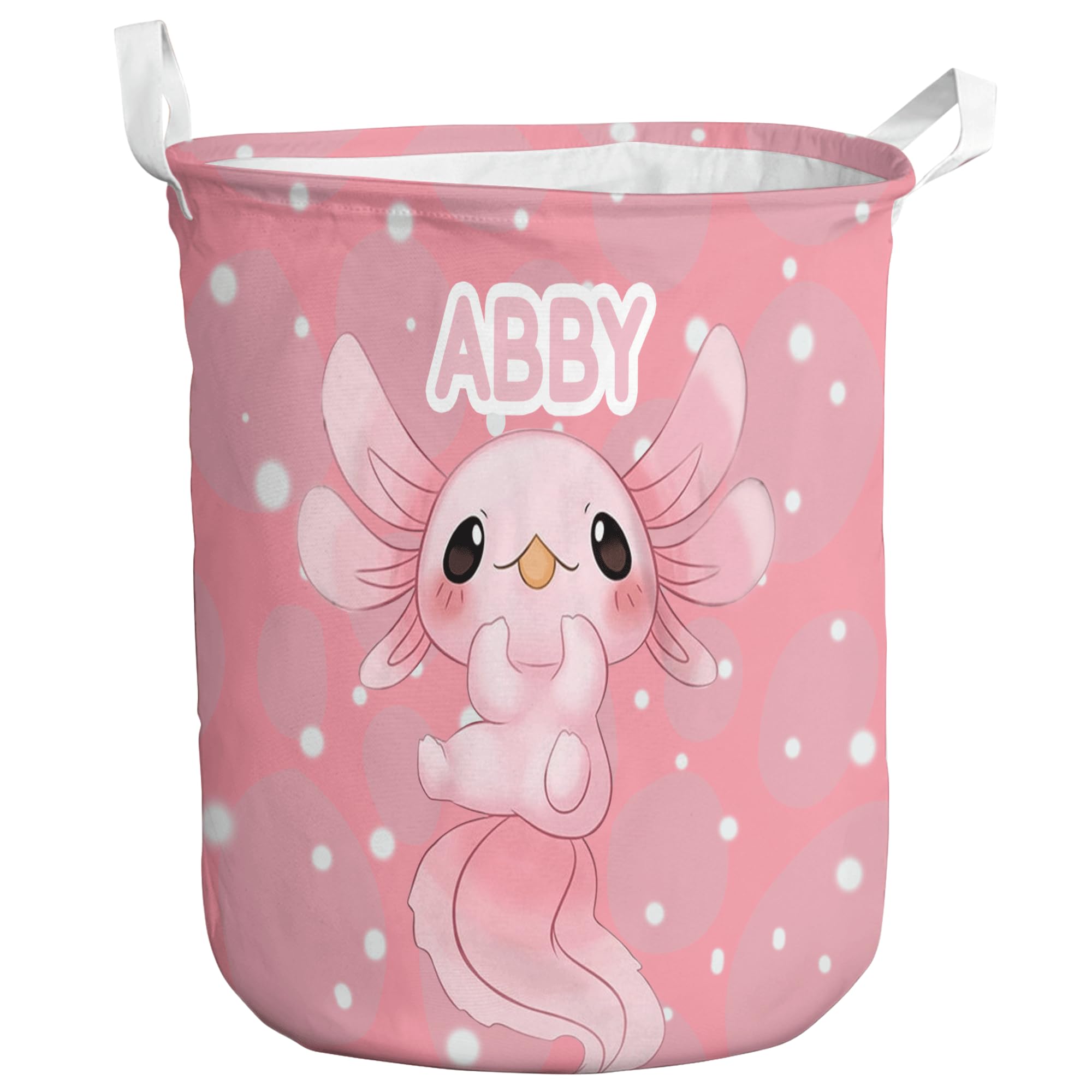 Custom Axolotl Laundry Baskets, Personalized Axolotl Laundry Baskets Gift for Kids Woman Adults, Customize Baby Name Laundry Hamper for Kids Boys Girls Adults