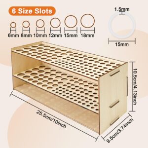 HESHUYU Wooden Paint Brush Holder 105 Holes Paintbrush Holder Organizer Paint Brush Stand Rack with Silicone Rings - Wood Paint Brush Holder for Pens Pencils Artist