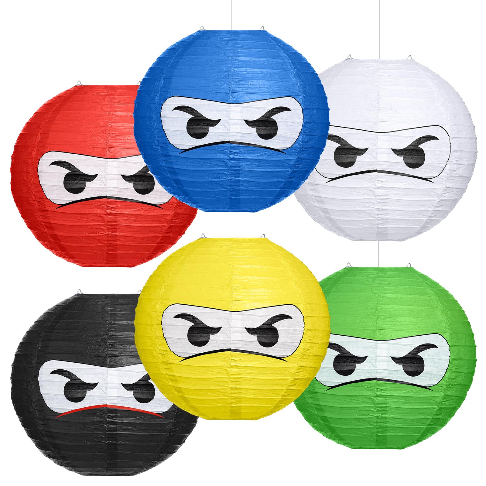 Glooglitter 6 Pcs Ninja Themed Paper Lanterns 12 Inch Ninja Birthday Party Hanging Paper Lanterns for Boys Girls Adults Ninja Birthday Party Baby Shower Decoration