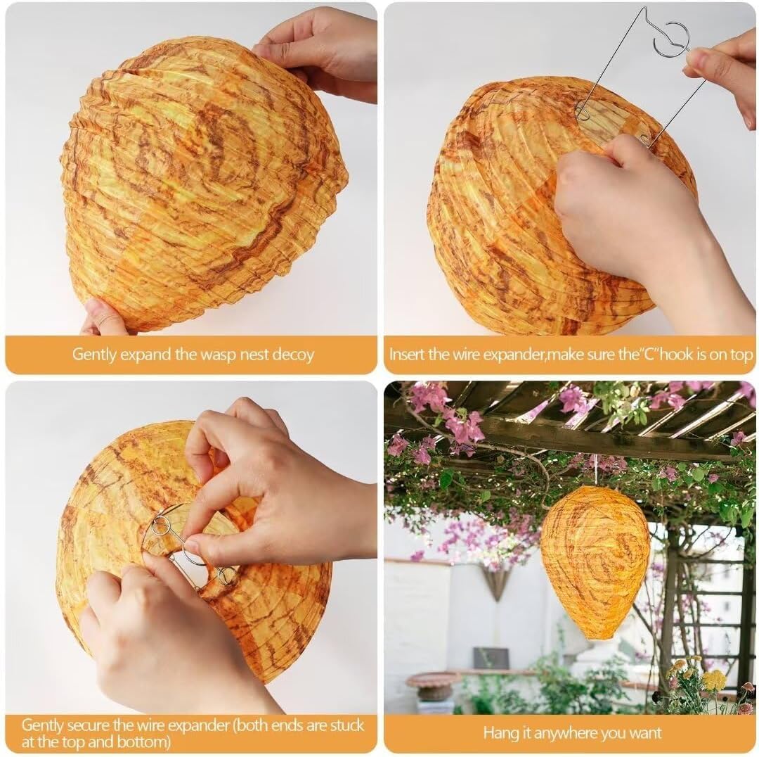 6 Pcs Fake Wasp Nest Decoy Fake Hornets Wasp Nest Deterrent Hanging Wasp for Outdoor Home Garden