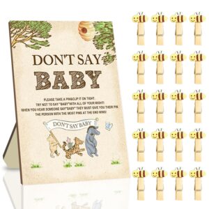 winnie baby shower decorations-baby shower games-baby shwoer party decor-baby shower table sign centerpieces-dont say baby shower games pooh birthday supplies party decorations