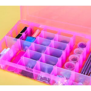 COSICS False Nail Container, 36-Gird Plastic Nail Art Organizers Storage Box with Adjustable Dividers, False Jewelry Diamonds Charms Nail 3D Decorations Manicure Accessory Holder Case, 2 Packs