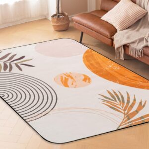 Flogriet Washable Rug, 5x7ft Boho Area Rugs Sun Print Mid Century Modern Rugs for Living Room Bedroom Dining Table Modern Home Office -Anti-Slip-Beige and Orange