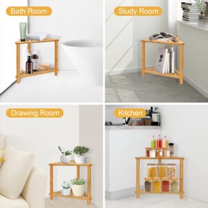 Bamboo Corner Shower Stool for Inside Shower Shaving Legs, Waterproof Bathroom Shower Bench Seat with Storage Shelf for Bathroom, Shower Foot Rest for Small Spaces, Bath Seat