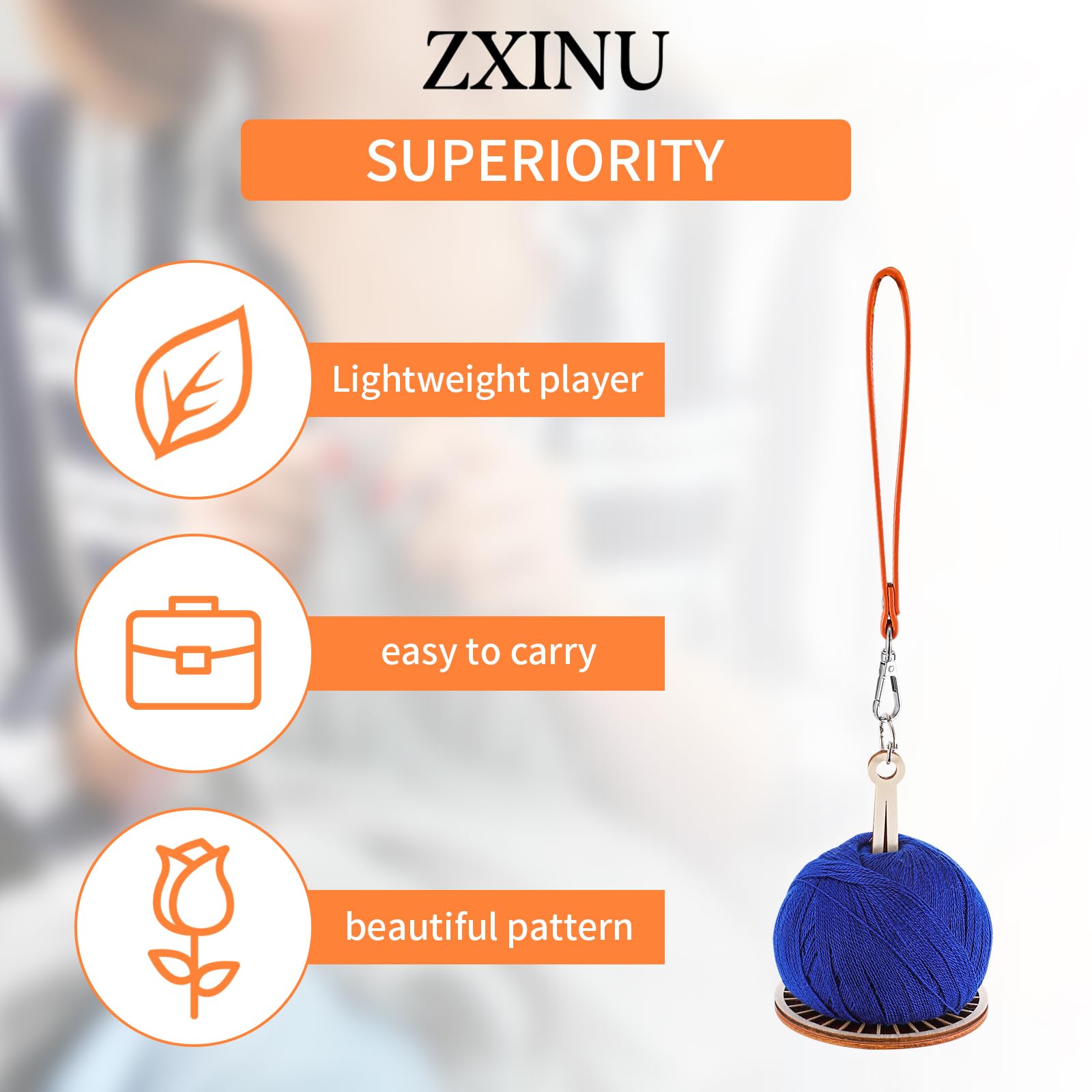 ZXINU Portable Wrist Yarn Holder, Wrist Yarn Holder for Crocheting, Leather Wristband Design Detachable Hand Knitting Auxiliary Tool for Craft Lovers (Orange)