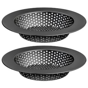 hontunry black kitchen sink drain strainer, sink drain cover, food catcher, large wide rim 4.5" diameter, stainless steel, pack of 2