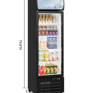 GarveeTech Commercial Display Refrigerator with Single Glass Door, 11.5 Cu.Ft Merchandiser Beverage Refrigerators Fridge, Upright Beverage Cooler, Soft Led Light, Adjustable Shelves