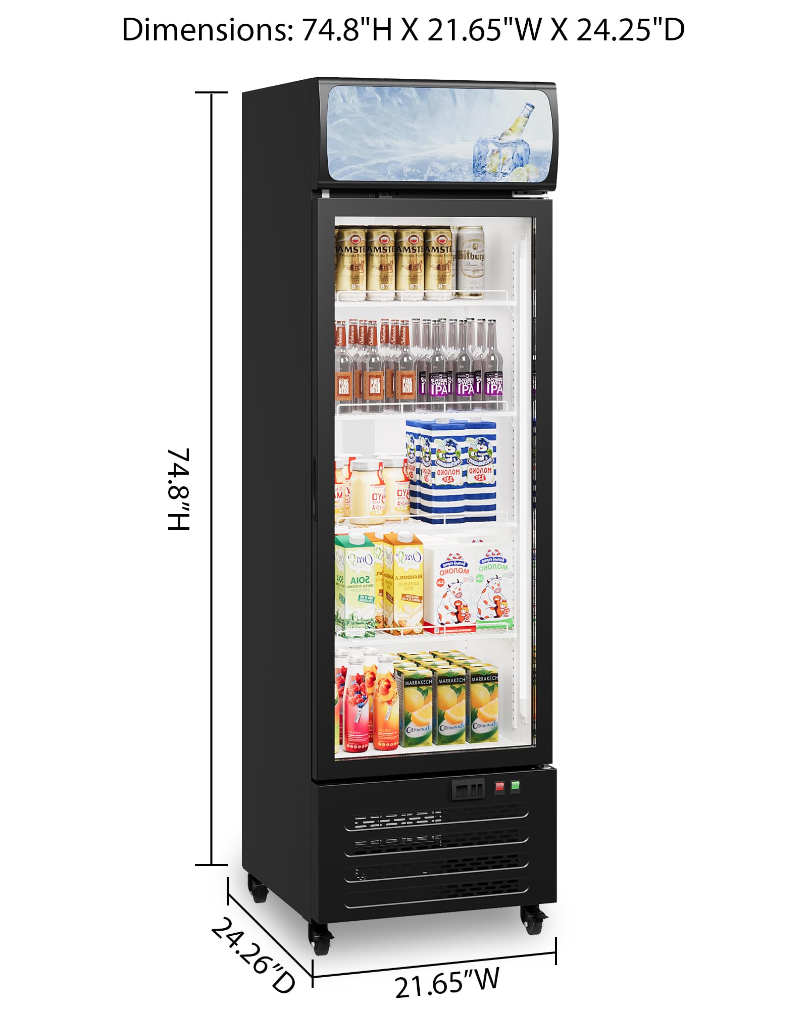 GarveeTech Commercial Display Refrigerator with Single Glass Door, 11.5 Cu.Ft Merchandiser Beverage Refrigerators Fridge, Upright Beverage Cooler, Soft Led Light, Adjustable Shelves