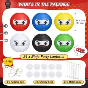 Glooglitter 6 Pcs Ninja Themed Paper Lanterns 12 Inch Ninja Birthday Party Hanging Paper Lanterns for Boys Girls Adults Ninja Birthday Party Baby Shower Decoration