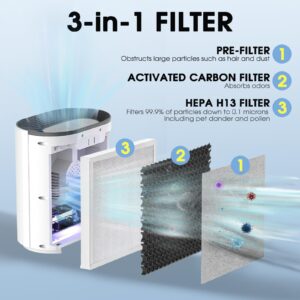 3-in-1 HEPA 13 Replacement Filter, Compatible with Pure Enrichment PureZone (PEAIRPLG) Air Purifier-2 Pack