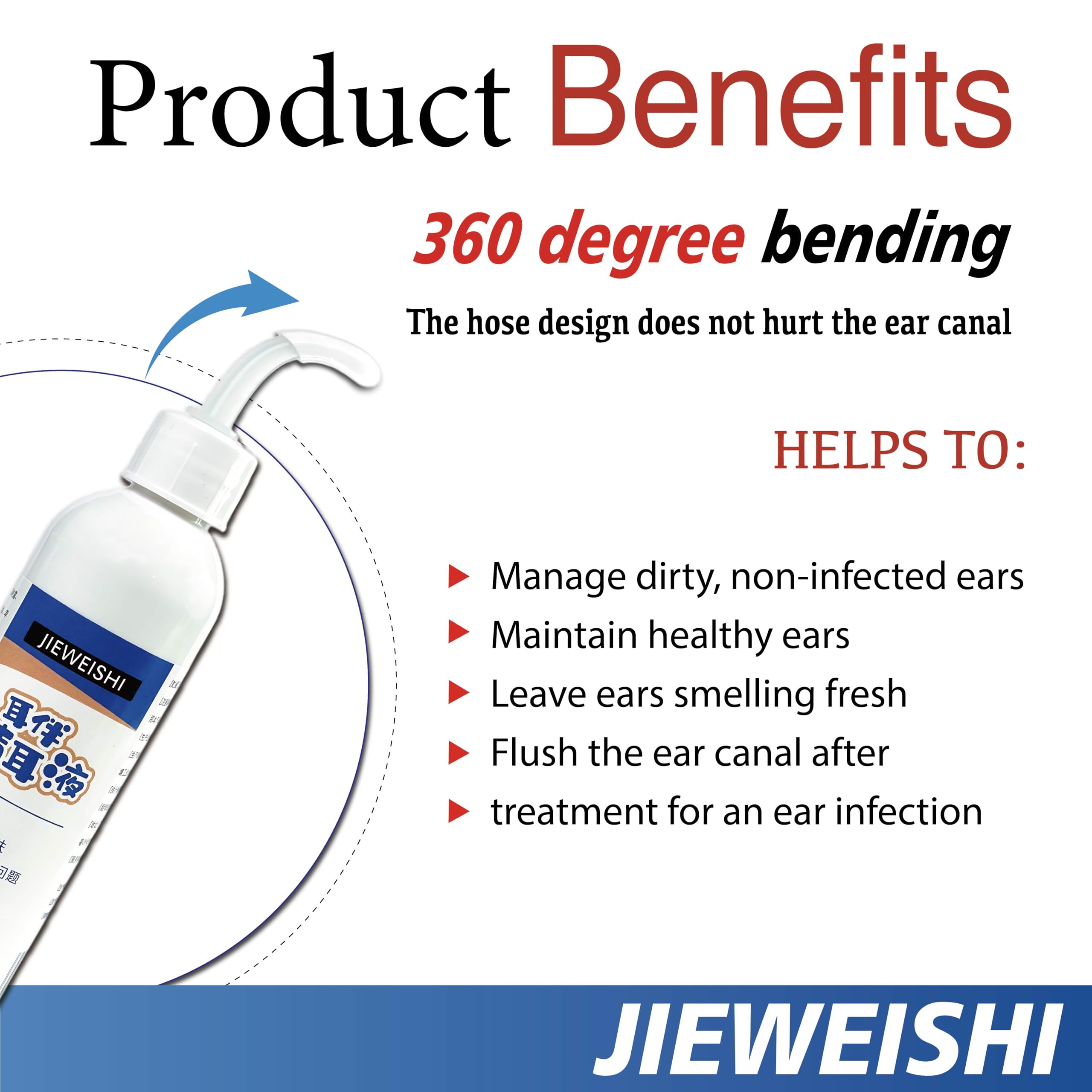 JIEWEISHI PET Ear Cleaner Soothe Itchy & Inflamed Ear Infection Treatment Solution Otic Advanced Ear Cleanser for Dogs & Cats