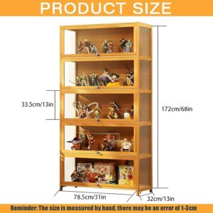 iusyugh 5-Tier Curio Display Cabinet, Storage Shelves with Acrylic Door, Collectibles Toy Organizers Rack & Display Shelf, Display Case for Playroom Bedroom Toddler's Room Kids Bookcase