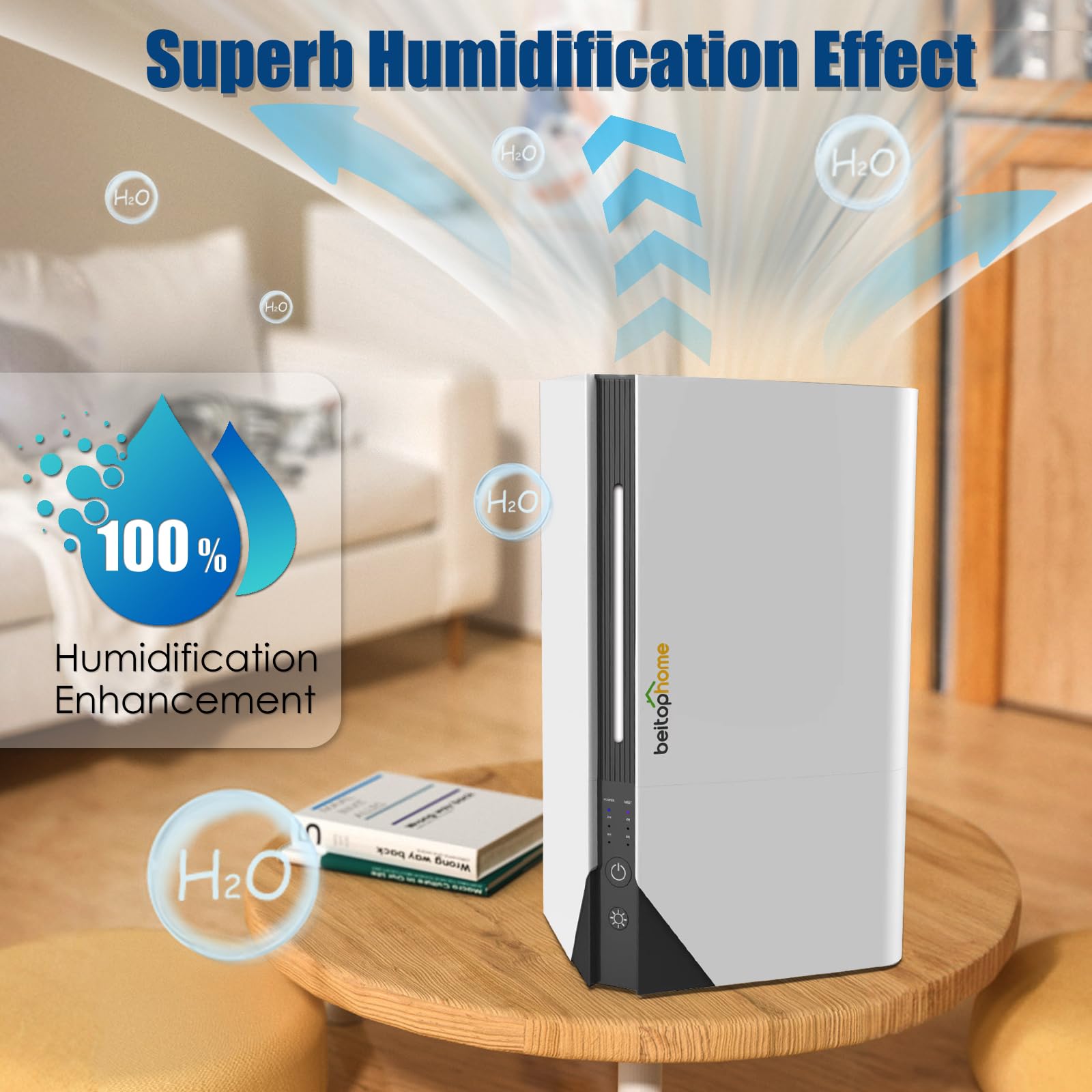 7L Humidifiers for Bedroom Large Room, Cool Mist Humidifier for Baby and Plants, with Oil Diffuser and Nightlight, Top Fill Design, Adjustable Mist, Timer Humidifiers, Quiet, White