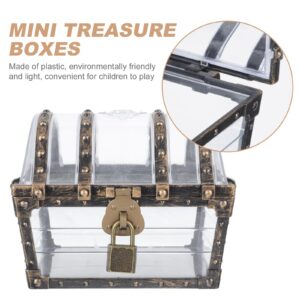 Wionin Pirate Chest with Lock Plastic Treasure Chest Transparent Pirate Jewelry Chest Large Pirate Candy Boxes Gemstone Jewelry Container for Party Favors