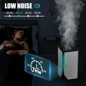 7L Humidifiers for Bedroom Large Room, Cool Mist Humidifier for Baby and Plants, with Oil Diffuser and Nightlight, Top Fill Design, Adjustable Mist, Timer Humidifiers, Quiet, White