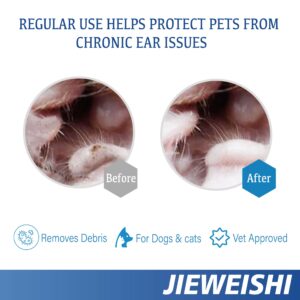 JIEWEISHI PET Ear Cleaner Soothe Itchy & Inflamed Ear Infection Treatment Solution Otic Advanced Ear Cleanser for Dogs & Cats