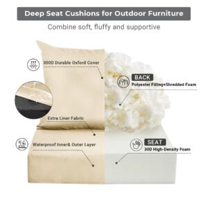 IPYNBAP Outdoor Cushions for Patio Furniture，Outdoor Seat Cushion Set 24 x 24 x 5.75 Inch，Waterproof & Fade Resistant Outdoor Chair Cushions，Deep Patio Chair Cushion with Removable Cover，Beige