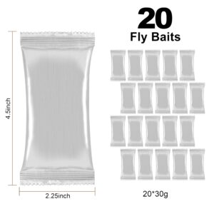 Dwcom 20x30g Fly Trap Bait Refills, Natural Fly Bait Refill for All Reusable Outdoor Fly Traps, Fly Bait Refill Packets, Fly Attractant