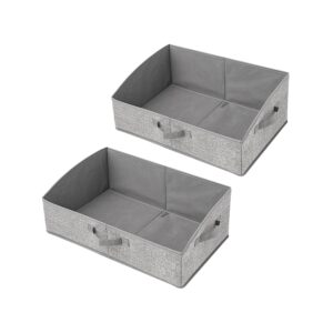 eitmow trapezoid storage baskets for shelves, closet woven fabric organizer bin and clothes storage bins, foldable organizer box with reinforced handles. (gray, 2 pack/19.7 x 11.2 x 7.9inch)