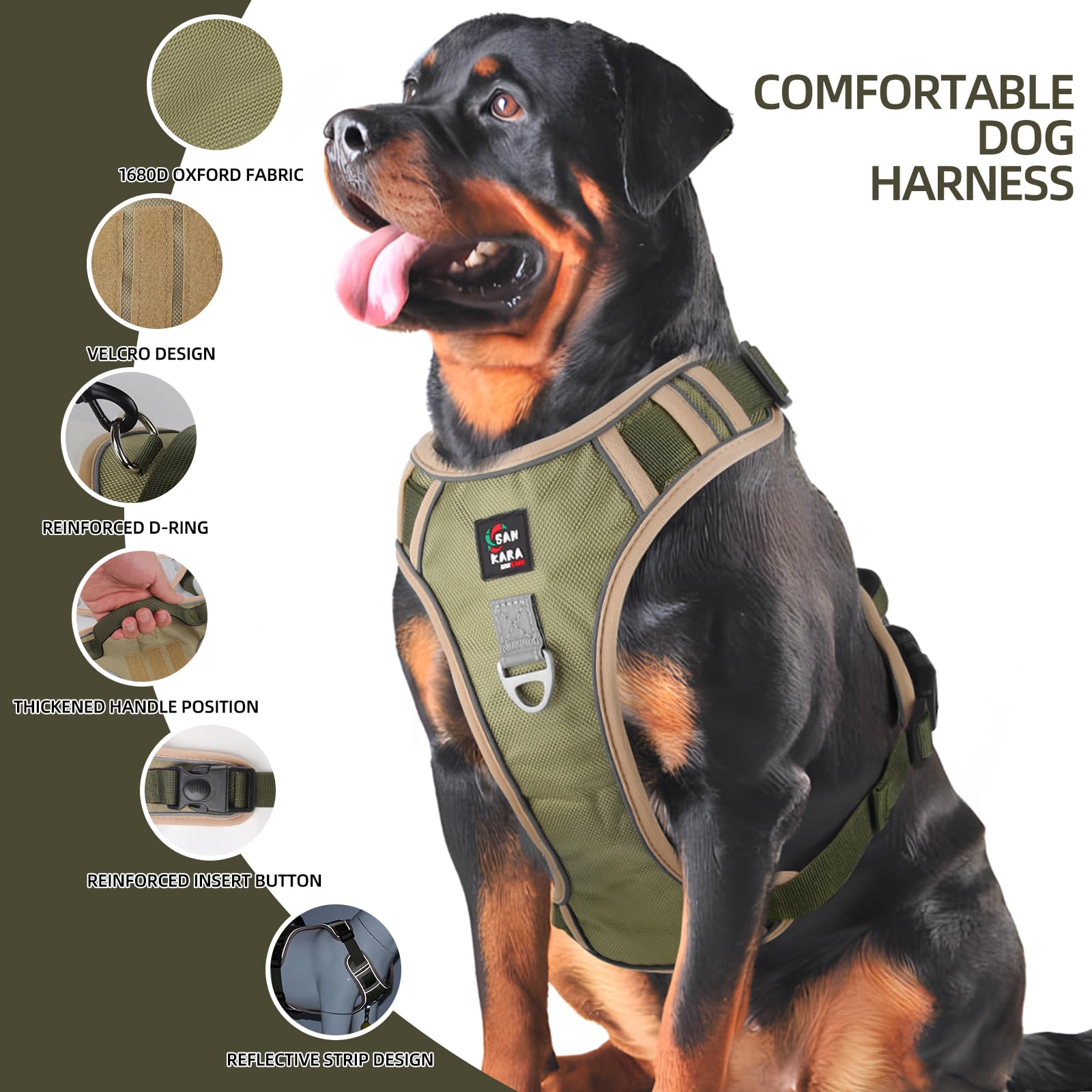 Dog Harness Adjustable for Medium, Large or Small Dogs, Reflective Pet Harness with 1.5m Leash, Breathable Anti-Pull Dog Vest Harnesses for Walking, Travel and Training with Poop Bags and Holder