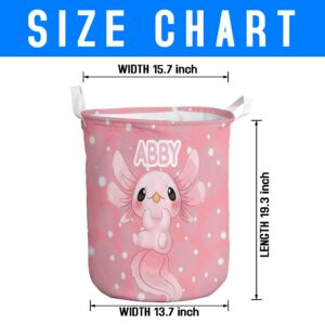 Custom Axolotl Laundry Baskets, Personalized Axolotl Laundry Baskets Gift for Kids Woman Adults, Customize Baby Name Laundry Hamper for Kids Boys Girls Adults