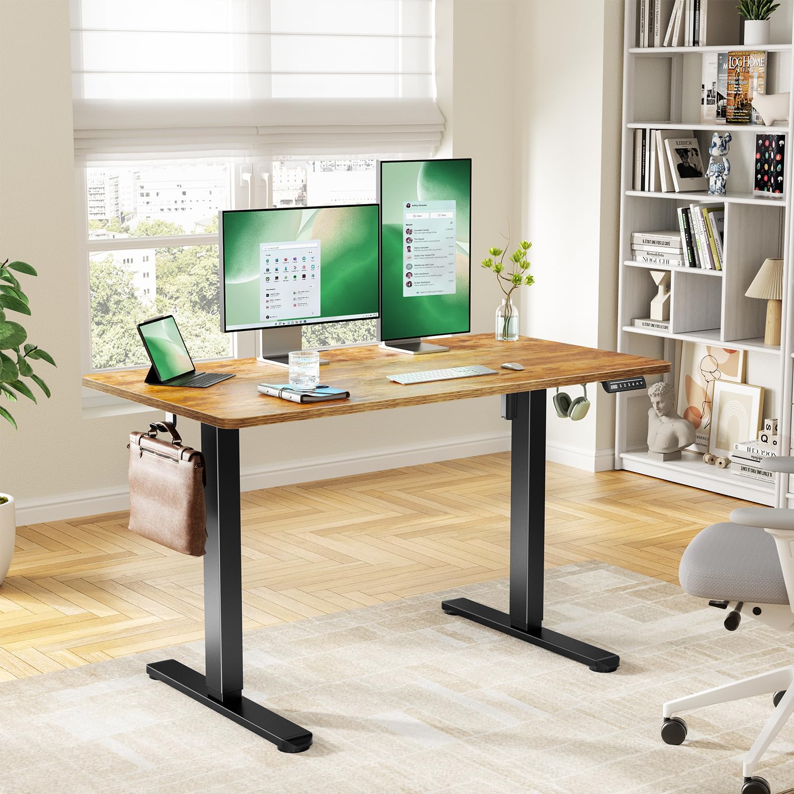 Marsail Electric Standing Desk with One-Piece Desktop,55 x 30 inch Height Adjustable Office Gaming Computer Desk with Deeper Tabletop,Home Office Stand up Desk with 4 Memory Presets, Desk for Bedroom