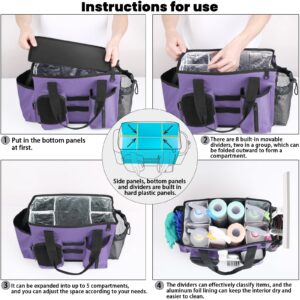 Timoxi Wearable Cleaning Caddy Bag, Cleaning Organizer with Handles, Cleaning Supply Tote with Adjustable Shoulder Strap for Cleaners & Housekeeper (Purple, 13.4'' x 7.3'' x 9.3'')