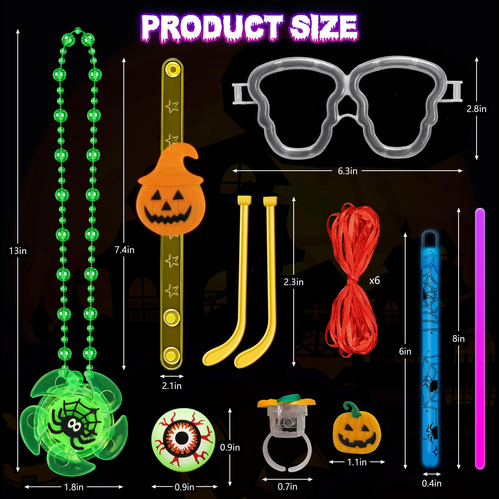 96 Pcs Halloween Party Favors Toys Bulk,Halloween Light Up Rings Glow Sticks Spin Necklace,Halloween Treats Non-Candy Goodie Bag Fillers Basket Stuffers Classroom Prizes Gifts for Kids Trick or Treats