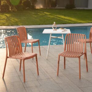 Werph Modern Outdoor Dining Chairs Set of 2, All-Weather Resin Stackable Chairs, Patio Dining Chairs with High Back, Kitchen, Restaurant,Orange