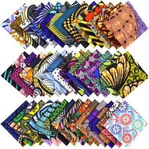 Gnognauq 40 Pieces African Cotton Fabric Quilting Fabric Squares Bundles African Wax Fabric for DIY Sewing Clothes Accessories, 25 x 25 cm