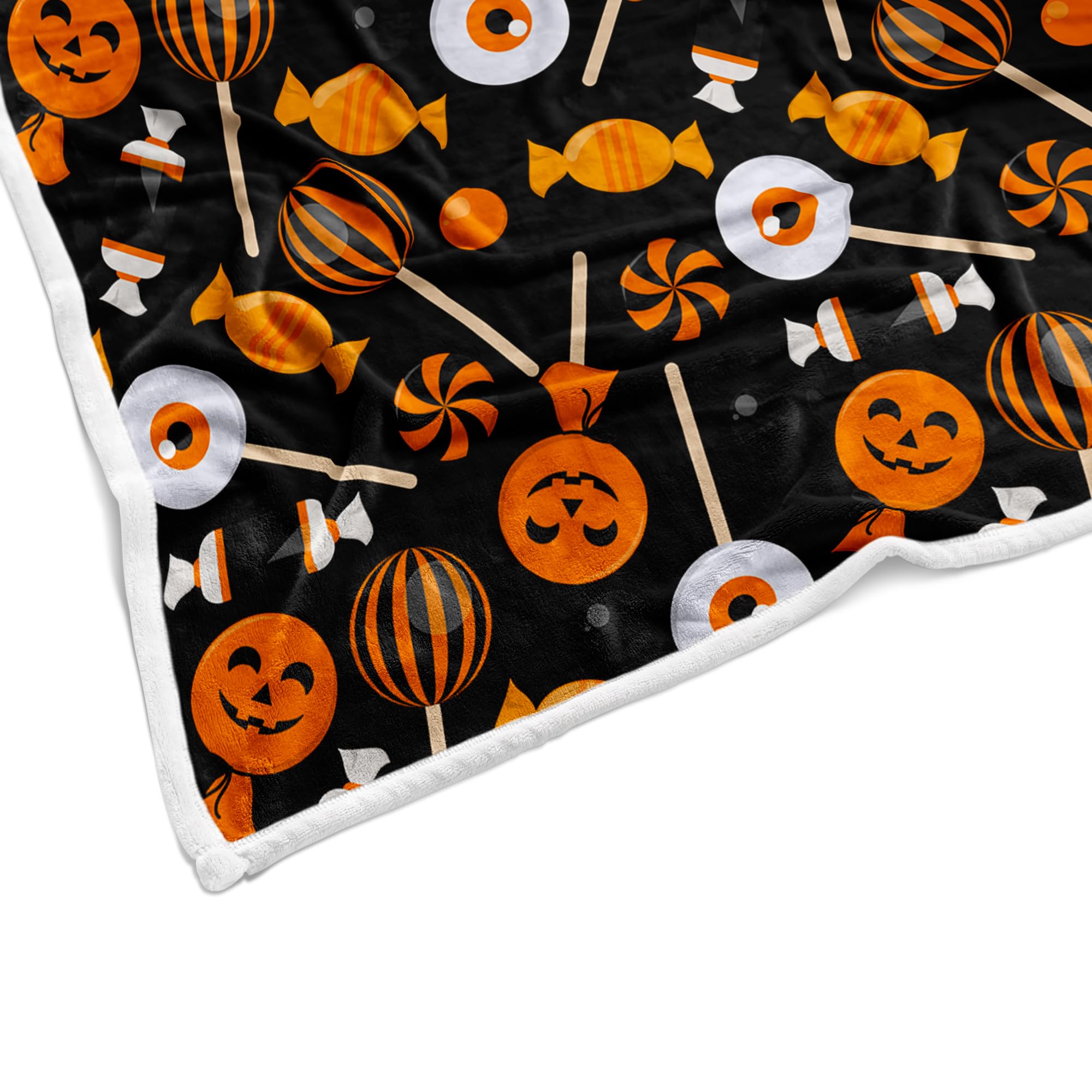 JAWO Halloween Throw Blanket, Fall Autumn Halloween Chic Treat or Trick Candy Gift for Kids Cozy Bed Couch Blanket, Soft Comfy Fleece Flannel Throws Blankets Livingroom Bedroom Decor