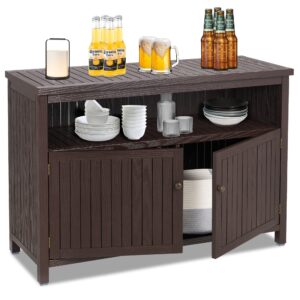 ahb outdoor console sideboards buffet cabinet, solid wood storage cabinet tv stand,furniture for patio entryway deck(brown)