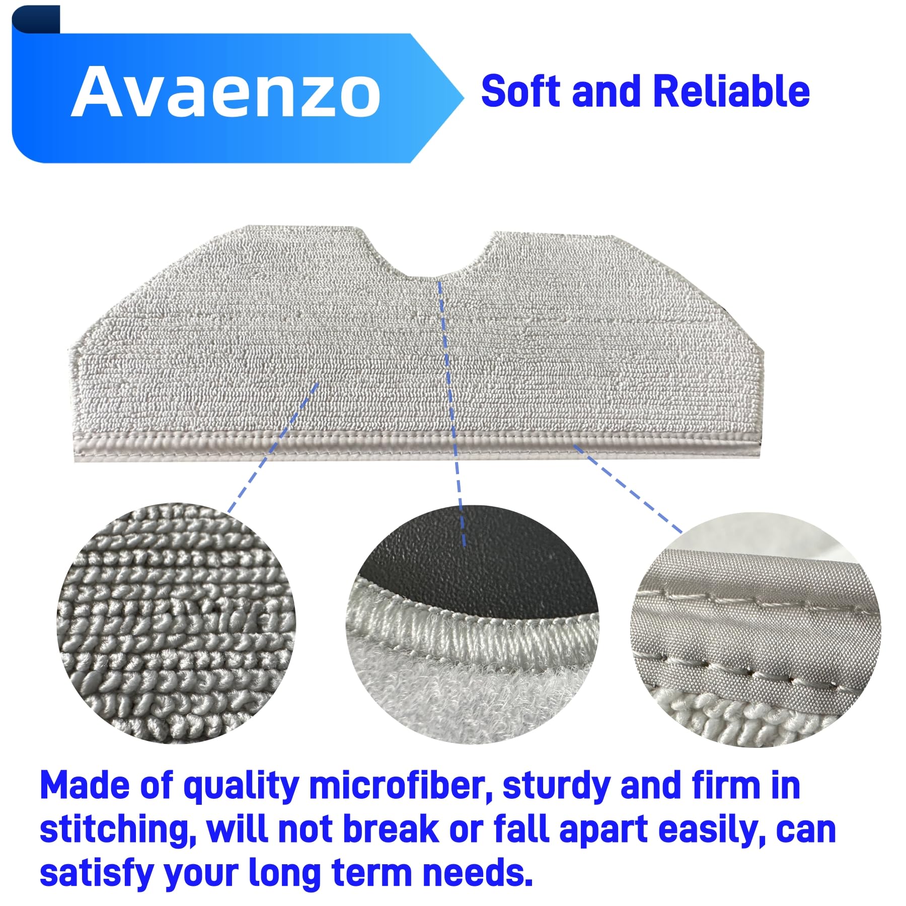 Avaenzo Replacement Mop Pads Compatible for Narwal Freo X Plus Microfiber Resuable Mop Cloth Robot Vacuum Cleaner Accessories - 6 Pack