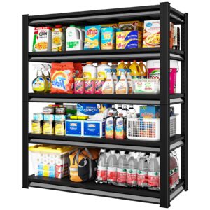 rufokisa 48" w garage shelving heavy duty，2800lbs loads adjustable garage storage shelves,5-tier metal storage racks and shelving units, utility rack shelves,48”w x 18”d x 78”h,black