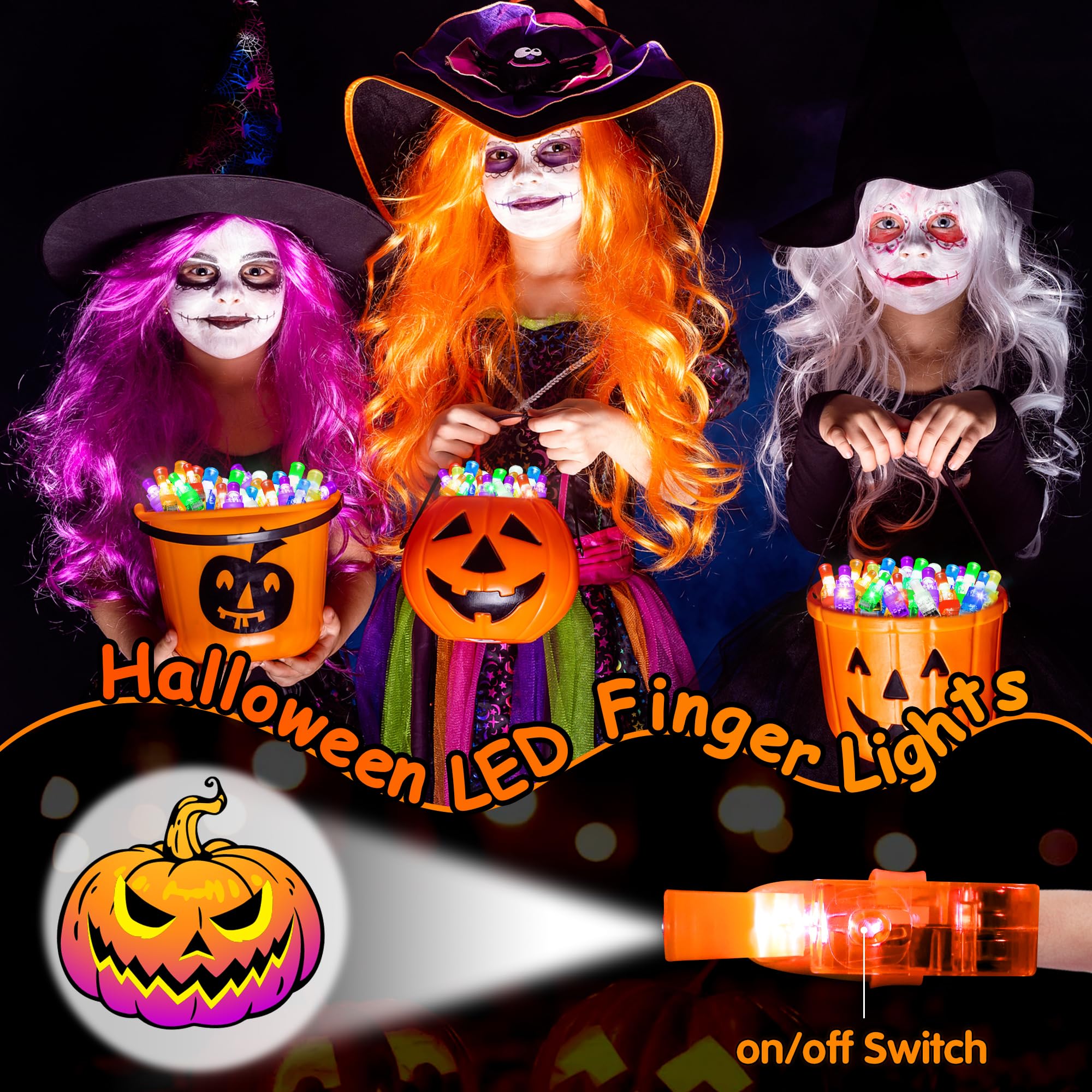 35 Pack Halloween Party Favors Finger Lights,Halloween Light Up Toys Bulk Glow Halloween Goodie Bag Fillers Supplies Non Candy Treats Basket Stuffers Classroom Prizes Gift for Kids Trick or Treat