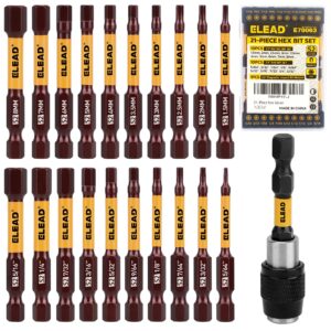 allen-wrench hex drill bit set: 21pcs durable impact allen key set, long-lasting strong magnetic hex screwdriver bit set, sae & metric size, mechanic automotive furniture diy home repairs