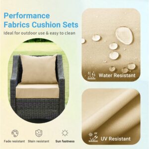 IPYNBAP Outdoor Cushions for Patio Furniture，Outdoor Seat Cushion Set 24 x 24 x 5.75 Inch，Waterproof & Fade Resistant Outdoor Chair Cushions，Deep Patio Chair Cushion with Removable Cover，Beige