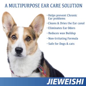 JIEWEISHI PET Ear Cleaner Soothe Itchy & Inflamed Ear Infection Treatment Solution Otic Advanced Ear Cleanser for Dogs & Cats