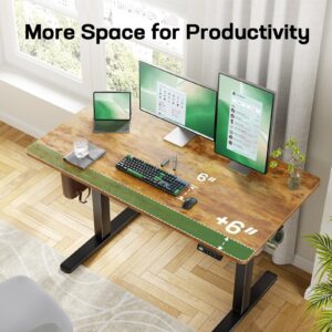 Marsail Electric Standing Desk with One-Piece Desktop,55 x 30 inch Height Adjustable Office Gaming Computer Desk with Deeper Tabletop,Home Office Stand up Desk with 4 Memory Presets, Desk for Bedroom