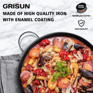 GRISUN Paella Pan 12/16/18 inches | Enameled Paella Pan for 4/8/12 Servings | Nonstick Pan for Authentic Spanish Dishes | Enameled Skillet Ideal for Restaurants and Home Cooking