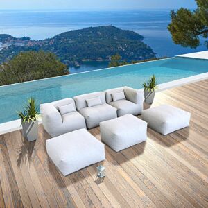 patio furniture set bean bag chairs portocervo 6pc outdoor chairs sectional conversation patio set daybed furniture outdoor sofa couch high density foam filling modern comfy patio couch (light gray)