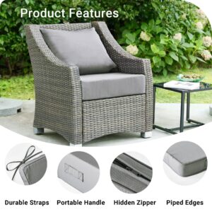 IPYNBAP Outdoor Cushions for Patio Furniture，Outdoor Seat Cushion Set 24 x 24 x 5.75 Inch，Waterproof & Fade Resistant Outdoor Chair Cushions，Deep Patio Chair Cushion with Removable Cover，Dark Grey