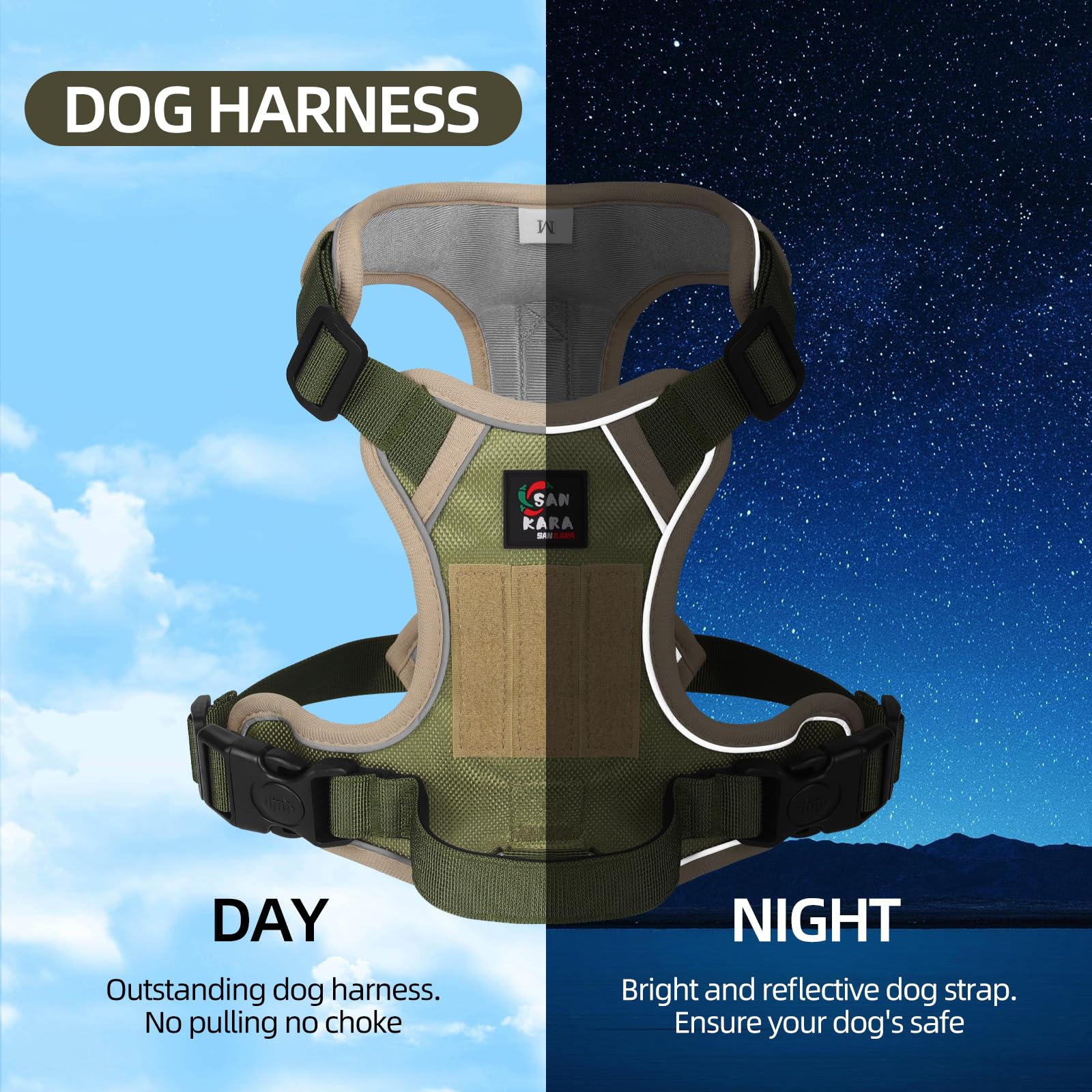 Dog Harness Adjustable for Medium, Large or Small Dogs, Reflective Pet Harness with 1.5m Leash, Breathable Anti-Pull Dog Vest Harnesses for Walking, Travel and Training with Poop Bags and Holder