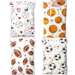 pajean 100 pcs sport party favor bags 10 x 7 inch football goodie bags plastic sport birthday gift bags soccer baseball candy bags basketball treat bags for sport football basketball party stuffers